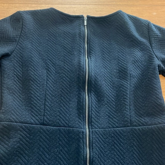 Loft Black Fit & Flare Cotton Knit Dress, Short Sleeves, Zipper Back, Size 8 - Picture 6 of 14